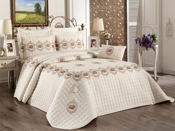 Angel Double Bed Cover Cream Gold