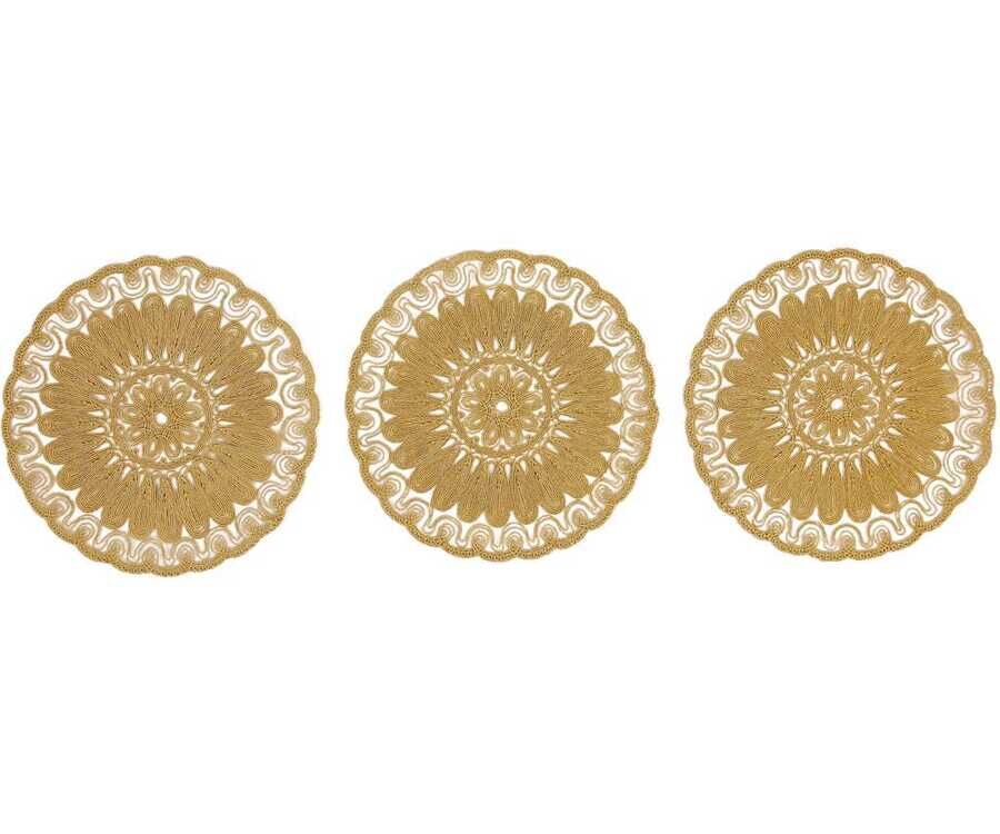 Anglez Cord Embroidered Luxury Placemat 3 pcs Gold
