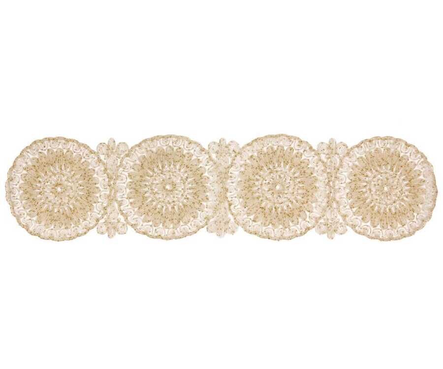 Dowry World - Anglez Cord Embroidered Luxury Maxi Runner Cream-Gold Dowry World - Anglez Cord Embroidered Luxury Maxi Runner Cream-Gold