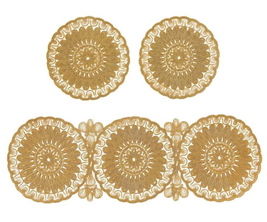 Dowry World - Anglez Cord Embroidered Luxury Living Room Set Gold Dowry World - Anglez Cord Embroidered Luxury Living Room Set Gold