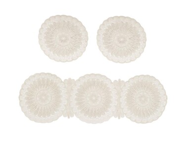 Dowry World - Anglez Cordone Embroidered Luxury Living Room Set - Cream