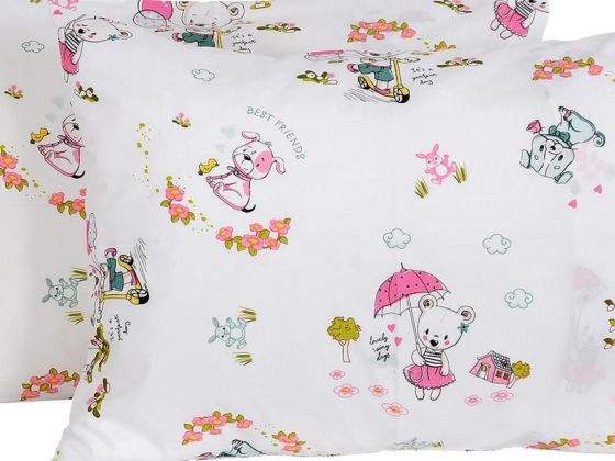 Animals 2 pcs Pillow Cover Pink