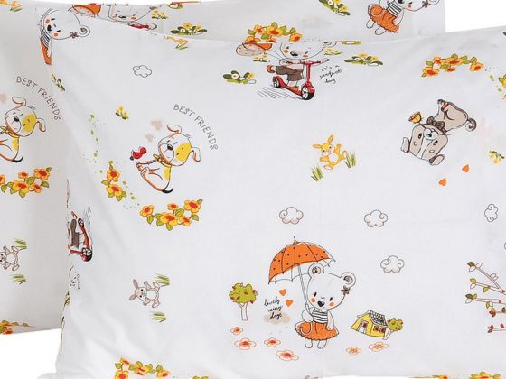 Animals 2 pcs Pillow Cover Orange