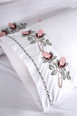 Anita Embroidery King Size Duvet Cover Set 6 pcs, Duvet Cover 200x220, Sheet 240x260, Double Size, Cream Color - Thumbnail