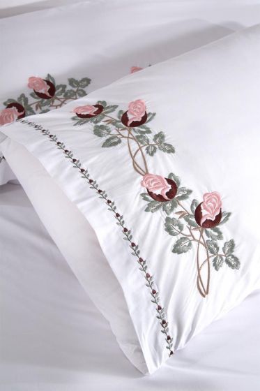 Anita Embroidery King Size Duvet Cover Set 6 pcs, Duvet Cover 200x220, Sheet 240x260, Double Size, Cream Color