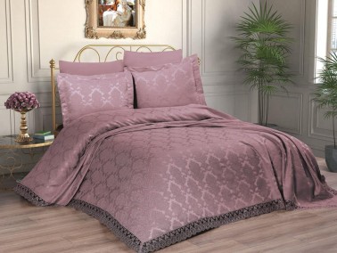 Çeyiz Diyarı - Anna Chenille Bedding Set 6 pcs, Coverlet 250x260, Sheet, Double Size Pink Çeyiz Diyarı - Anna Chenille Bedding Set 6 pcs, Coverlet 250x260, Sheet, Double Size Pink