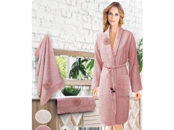 Appliqué Salyaka Women's Bathrobe Set