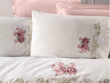 Arbella Embroidered Duvet Cover Set Powder - Thumbnail