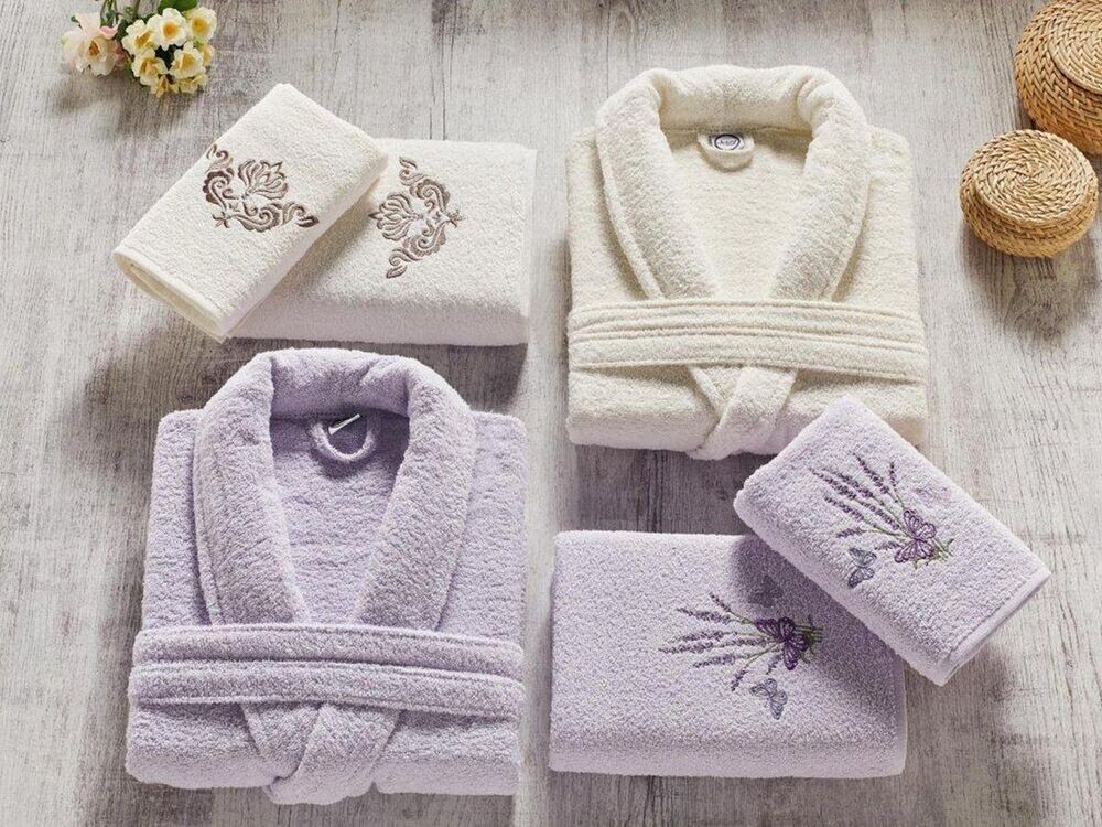 Dowry World - Ardora طقم ارواب حمام عائليه لون ليلا-كريمي