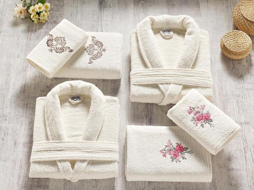 Dowry World - Ardora Bukle Family Bathrobe Set Cream Cream Dowry World - Ardora Bukle Family Bathrobe Set Cream Cream