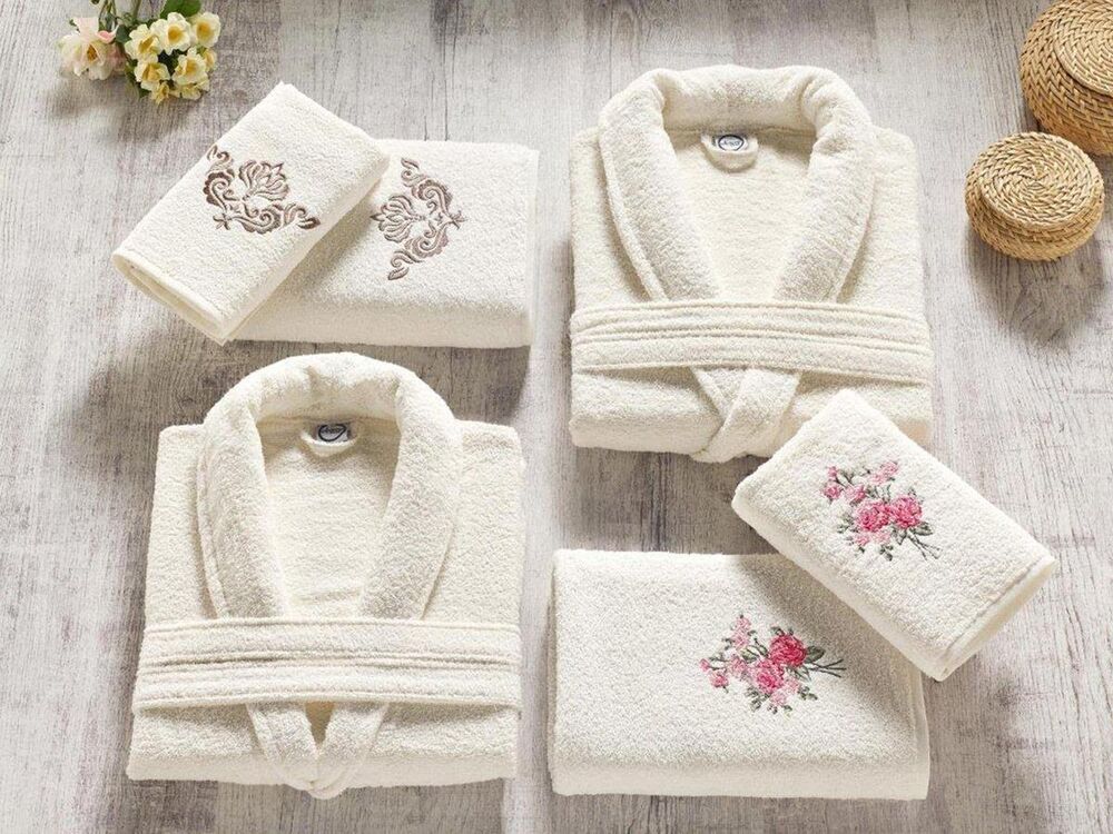  Ardora Bukle Family Bathrobe Set Cream Cream