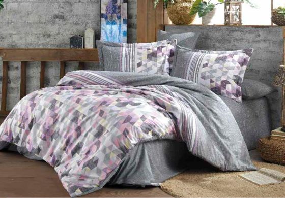 Arella Single Quilted Duvet Cover Set Lilac