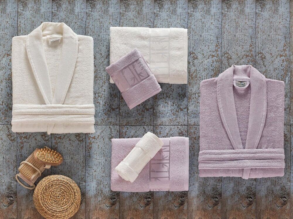 Dowry World - Arliva طقم ارواب حمام عائلي لون ليلا- كريمي