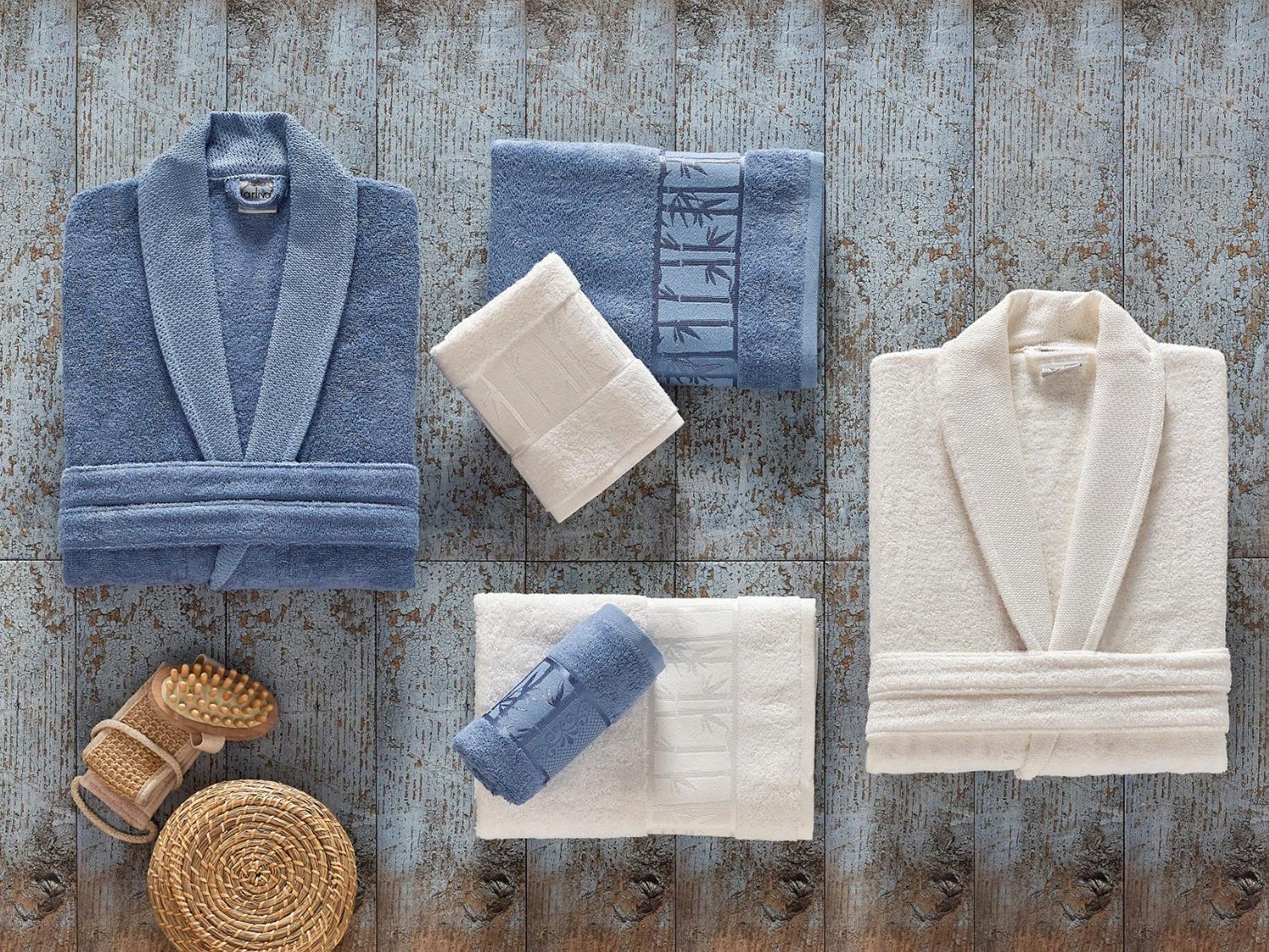 
Arliva Bamboo Family Bathrobe Set Blue Cream