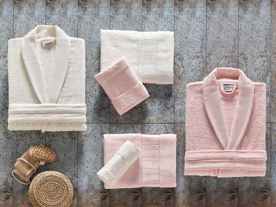 Arliva Bamboo Family Bathrobe Set Powder Cream