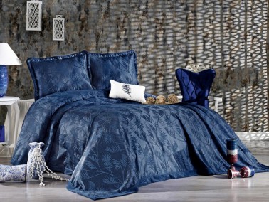 Armoni Double Bedspread Set Navy Blue - Thumbnail