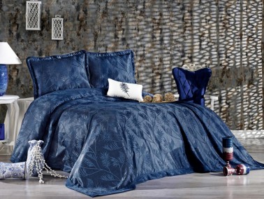 Armoni Double Bedspread Set Navy Blue - Thumbnail