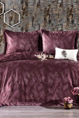 Armoni Double Bedspread Set Plum - Thumbnail