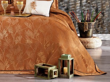 Armoni Double Bedspread Set Cinnamon - Thumbnail