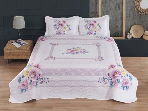 Armoni Printed Quilted Double Bedspread Lilac