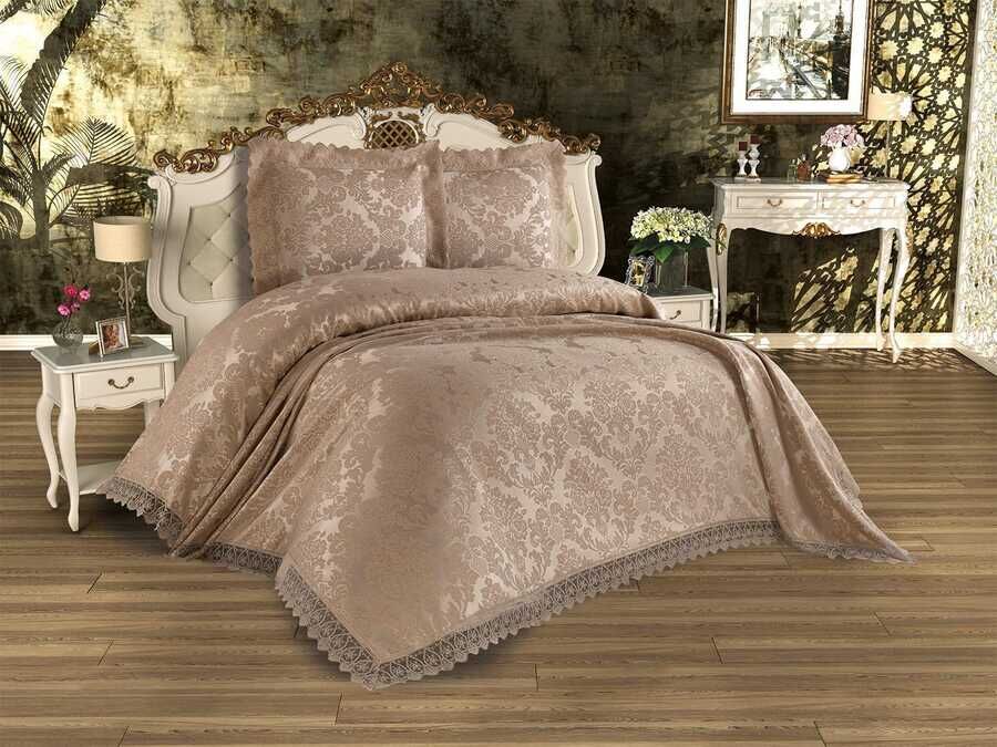 
Arzum Jacquard Chenille Bed Cover Cappucino