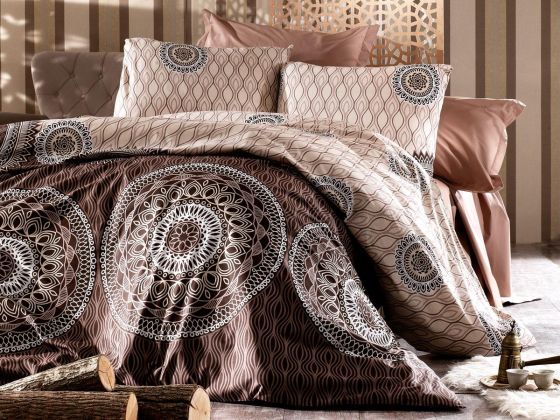 Asel Double Duvet Cover Set Brown