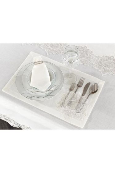 Asel Dinner Set 26 pcs, Tablecloth Rectangle, Runner, Placemat, Cream