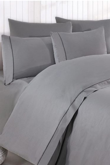 Ashley %100 Cotton Bedding Set 6pcs, Duvet Cover 200x225, Bedsheet 240x260, Double Size, Antrachite