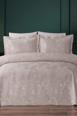 Asu Jacquard Cotton Chenille Bedspread 250x260 cm Double Size, King Size, Stone Color - Thumbnail