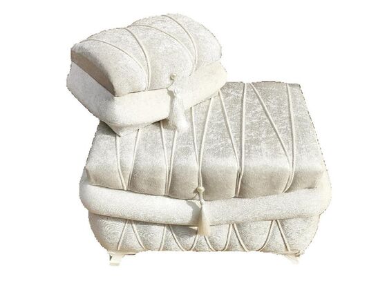 Asu Quilted Velvet Double Dowry Chest Cream