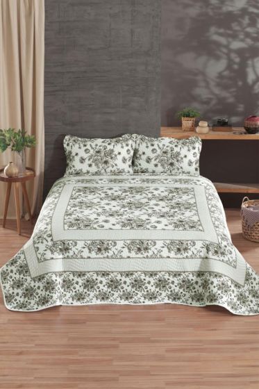 Aura Quilted Bedspread Set 3pcs, Coverlet 240x250, Pillowcase 50x70, Double Size,