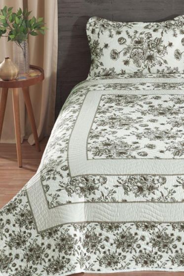 Aura Quilted Bedspread Set 3pcs, Coverlet 240x250, Pillowcase 50x70, Double Size,