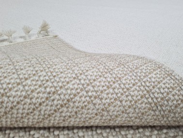 Authentic Rectangle 100% Microfiber Polyester Fringed Carpet 160x230 Cream - Thumbnail