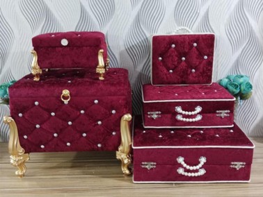 Avangarde 5 Liter Dowry Chest Set Burgundy - Thumbnail