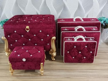 Avangarde 5 Liter Dowry Chest Set Burgundy - Thumbnail