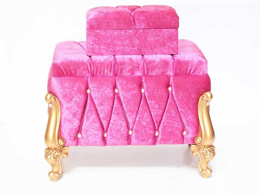 Avangarde Luxurious Double Dowry Chest with Stones Fuchsia - Thumbnail