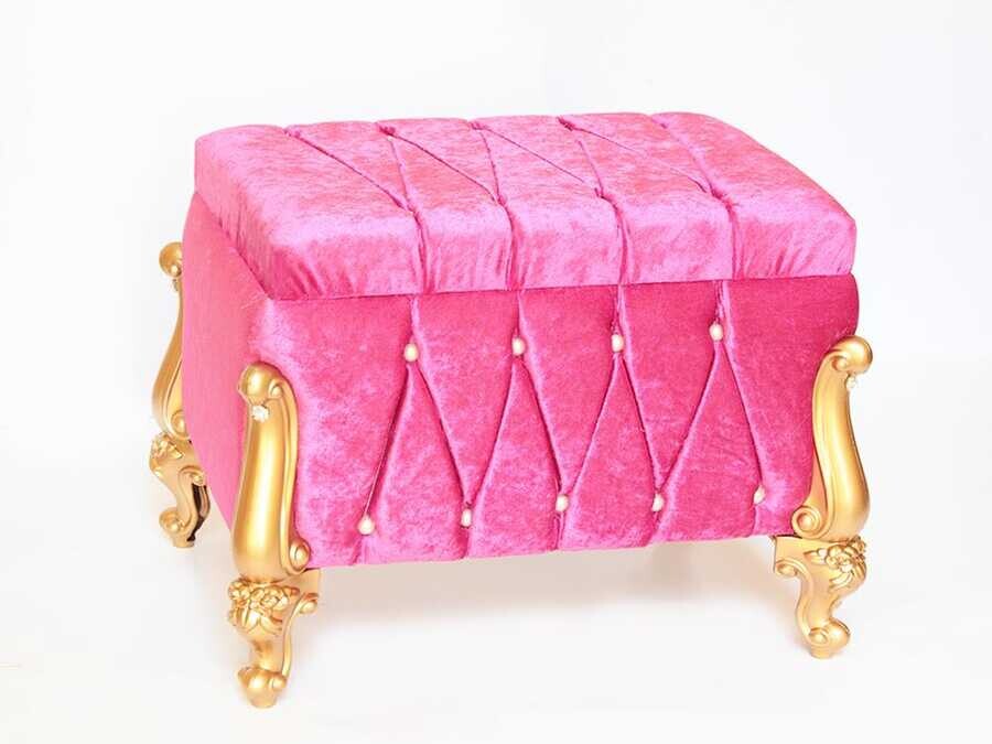 Avangarde Luxurious Double Dowry Chest with Stones Fuchsia - Thumbnail