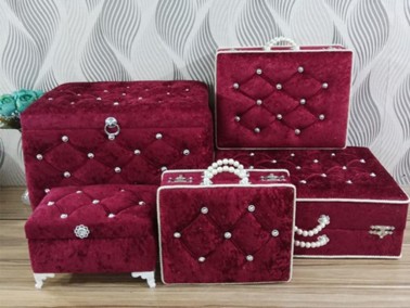 Avangarde Plain 5 Liter Dowry Chest Set Burgundy - Thumbnail