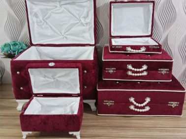 Avangarde Plain 5 Liter Dowry Chest Set Burgundy - Thumbnail