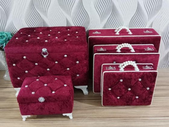 Avangarde Plain 5 Liter Dowry Chest Set Burgundy