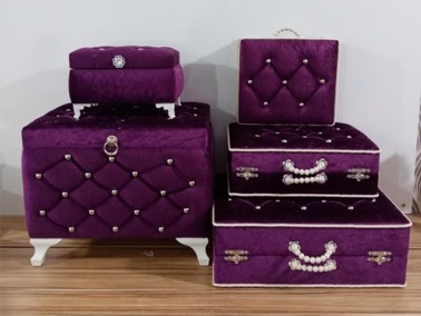 Avangarde Plain 5 Liter Dowry Chest Set Purple - Thumbnail