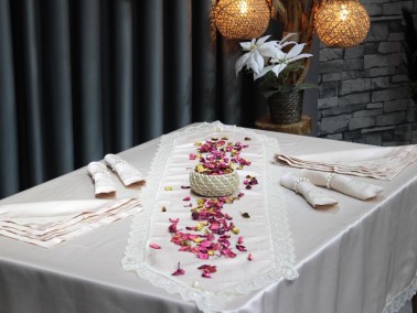 Aygun Luxury Tablecloth Set 26 Piece Cappucino - Thumbnail