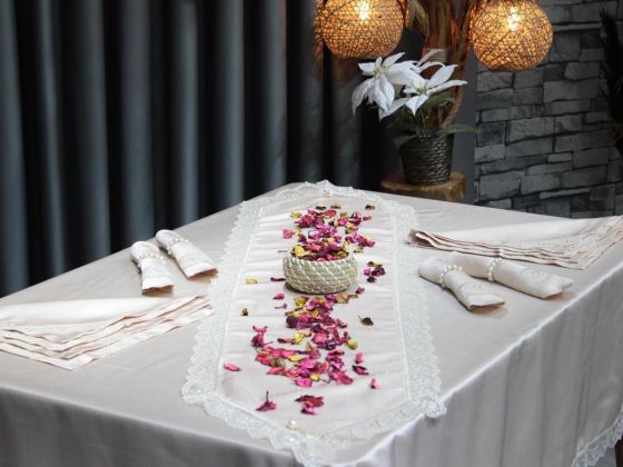 Aygun Luxury Tablecloth Set 26 Piece Cappucino