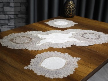 Aygun Embroidery Bedroom and Living Room Set Cream Cappucino - Thumbnail