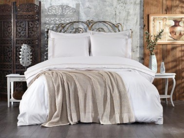 Dowry World - طقم كسوة لحاف منقوش من الستان القطني كابتشينو Ayla  Dowry World - طقم كسوة لحاف منقوش من الستان القطني كابتشينو Ayla