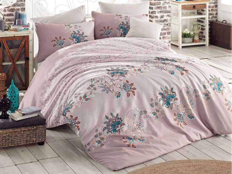 Best Class - Azra طقم غطاء لحاف مزدوج (لشخصين) مصنوع 100% من نسيج القطن لون بيج