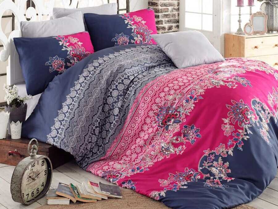Best Class - Alize 100% Cotton Double Duvet Cover Set Navy Blue