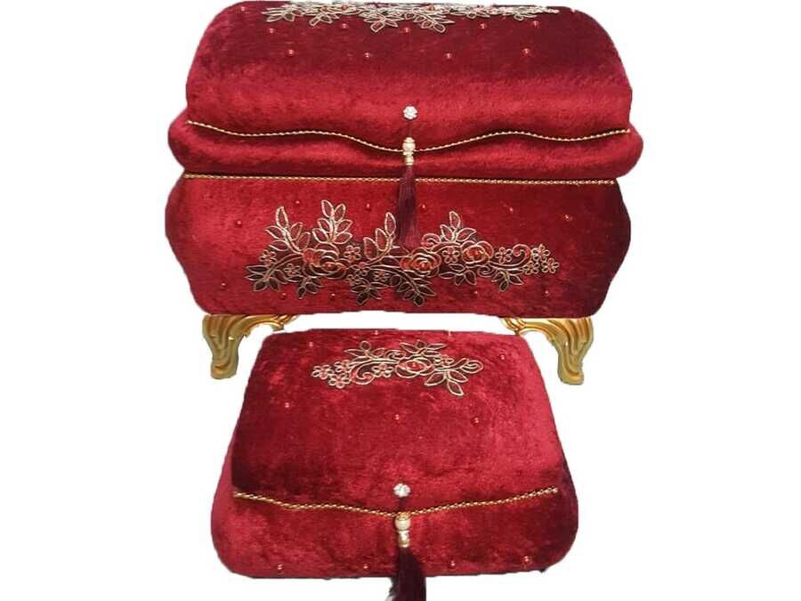 Azra French Guipure Lux Stoned 2 Pack Dowry Chest Burgundy