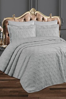 Çeyiz Diyarı - Azra King Bedspread Set 3pcs, Coverlet 240x260, Pillowcase 50x70, Double Size, King Size Gri Çeyiz Diyarı - Azra King Bedspread Set 3pcs, Coverlet 240x260, Pillowcase 50x70, Double Size, King Size Gri