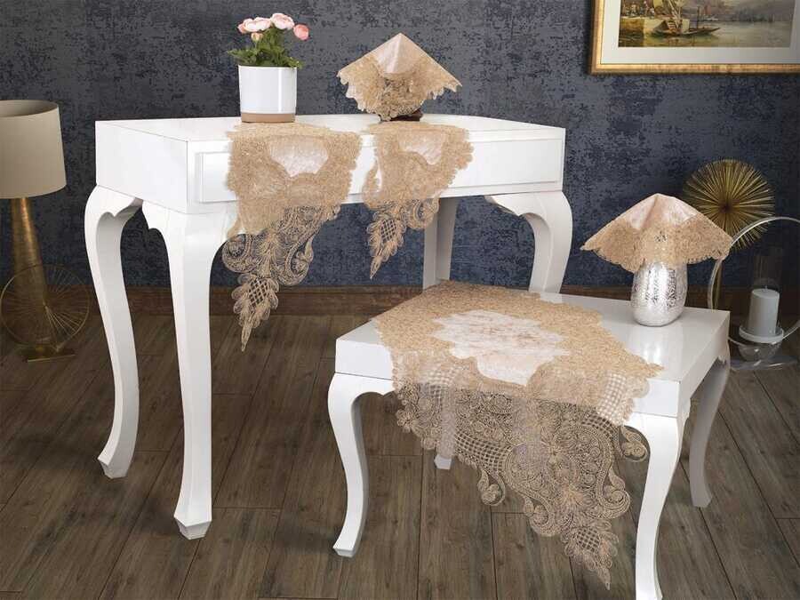 Azra Kordone Luxury Velvet 5 Piece Living Room Set Cappucino Cappucino - Thumbnail